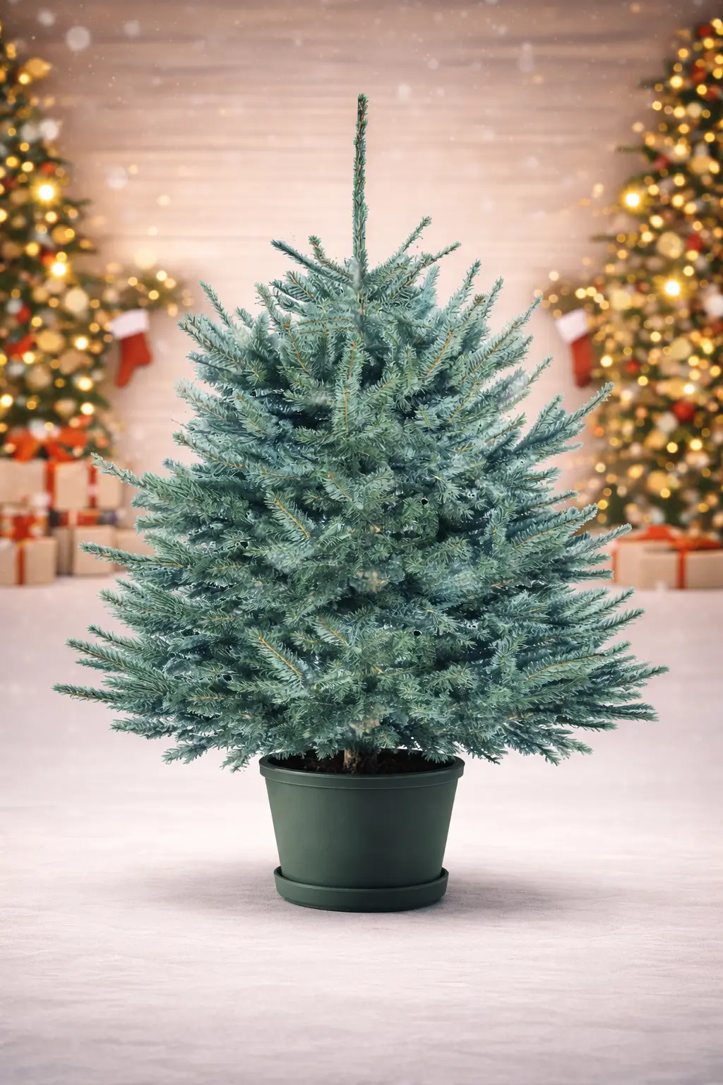 Ель Голубая в Кашпо — Серебристая Премиум 1—1,2 м