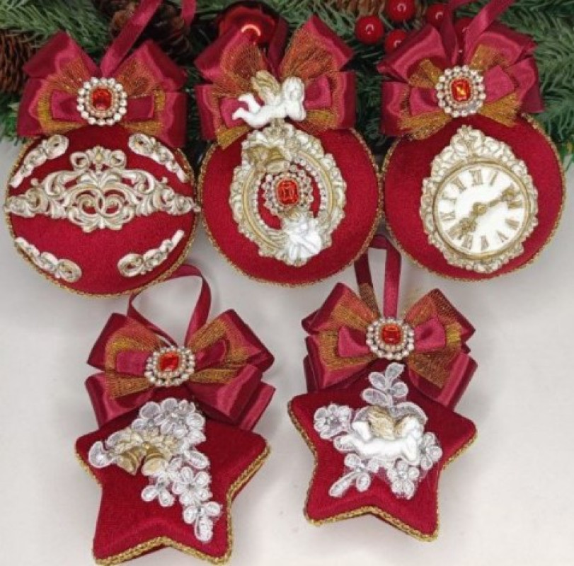 Ёлочные игрушки ручной работы. Набор №4