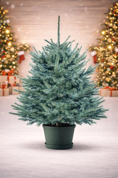 Ель Голубая в Кашпо — Серебристая Премиум 0,8—1,0 м