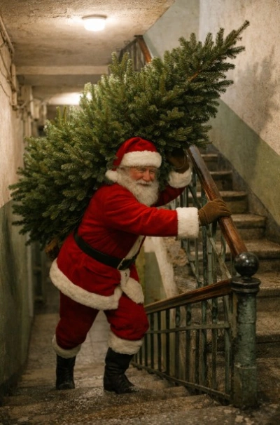 Подъем ёлки на этаж (Высота ёлки: до 2.5м. Цена руб. за этаж)