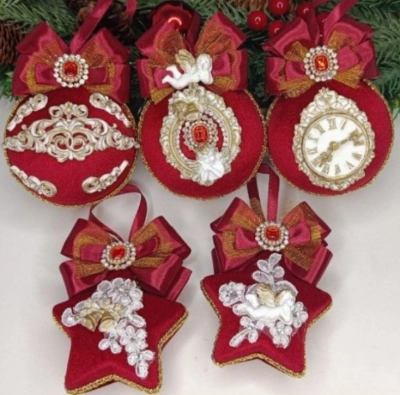 Ёлочные игрушки ручной работы. Набор №4